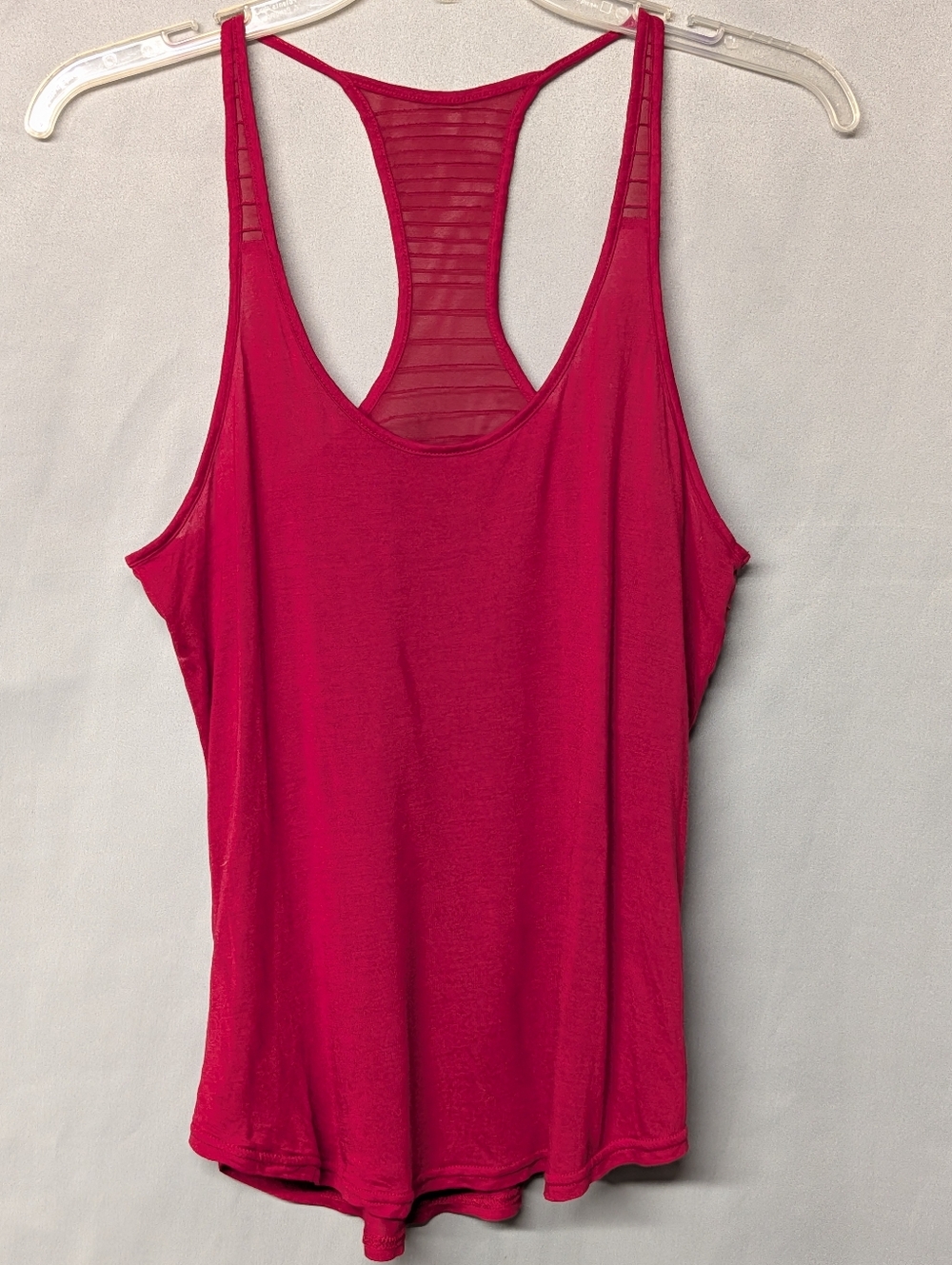 ALO Yoga Fuchsia Racerback Tank with Sheer Striped Back
